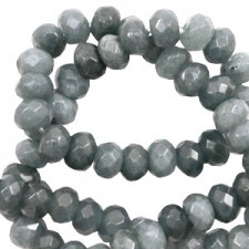 Faceted Natural stone beads 6mm Dark grey